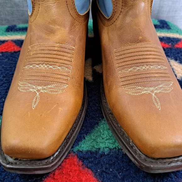 %NWT Masterson Men’s Brown Blue Size 9 Distressed Toe Western Cowboy Boot / D13 main image 6